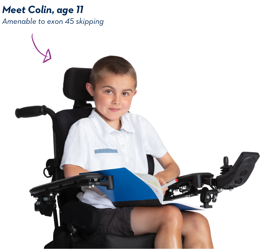 Meet Colin, age 11. Amenable to exon 45 skipping