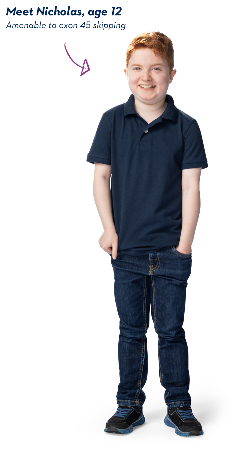 Meet Nicholas, age 12. amenable to exon 45 skipping