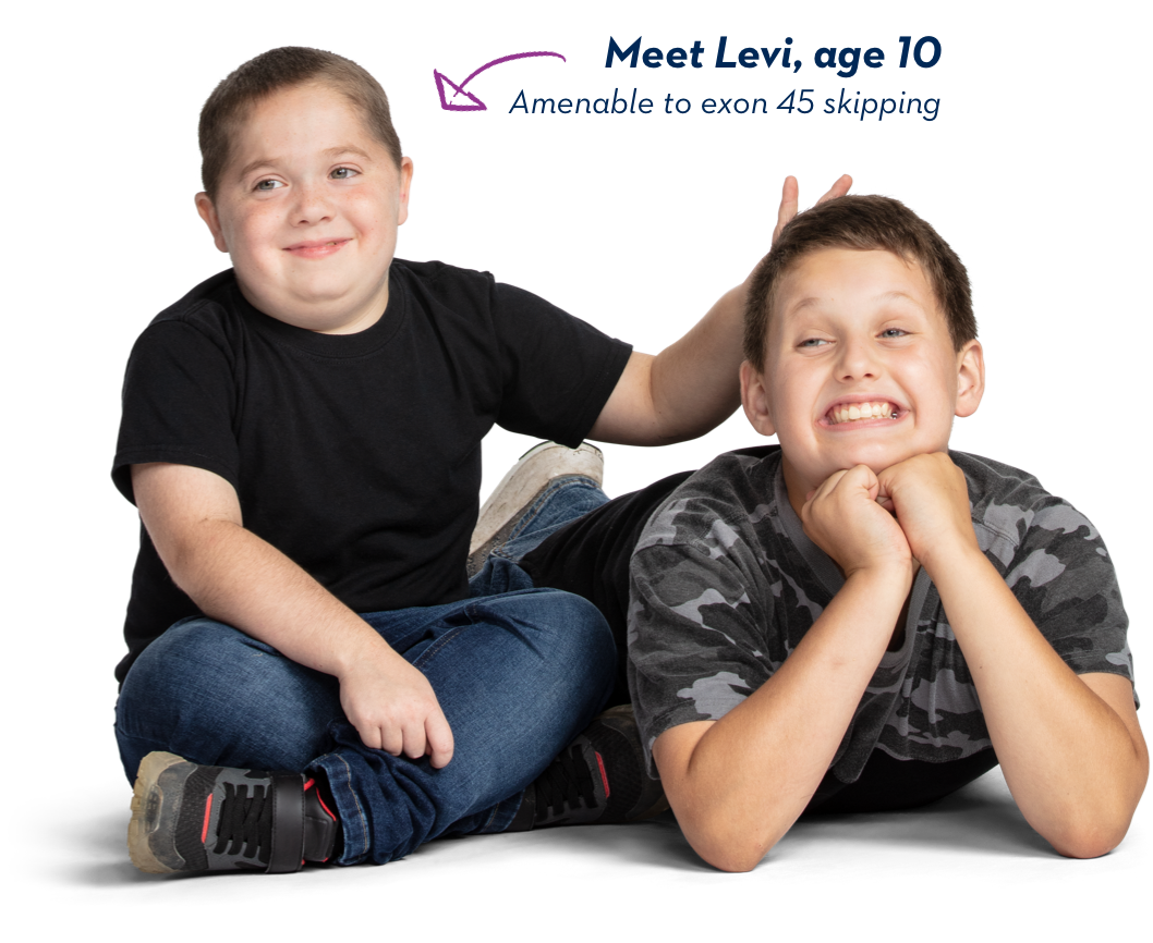 Meet Levi, age 10. Amenable to exon 45 skipping