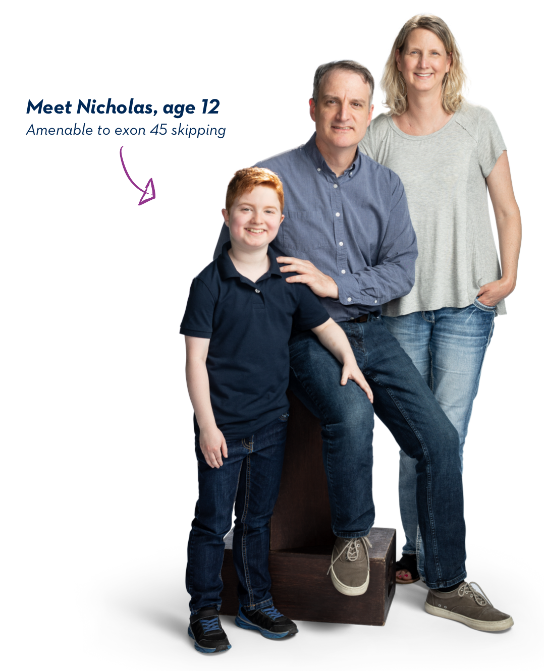 Nicholas, age 12, amenable to exon 45 skipping and his family