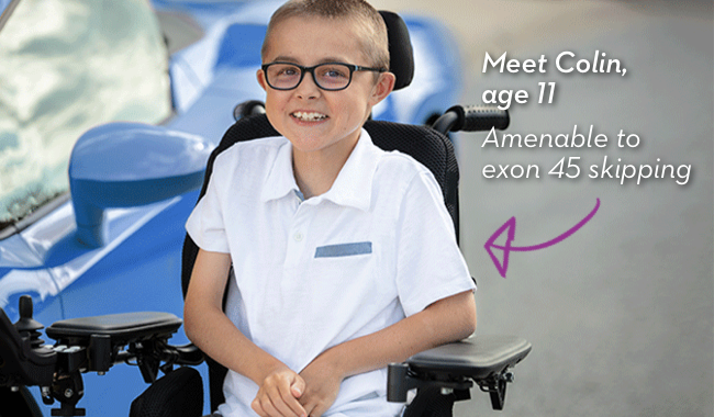 Meet Colin, age 11. Amenable to exon 45 skipping