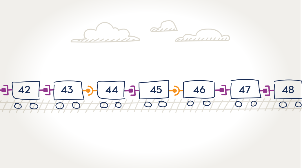 Graphic of train cars representing exons in the dystrophin gene