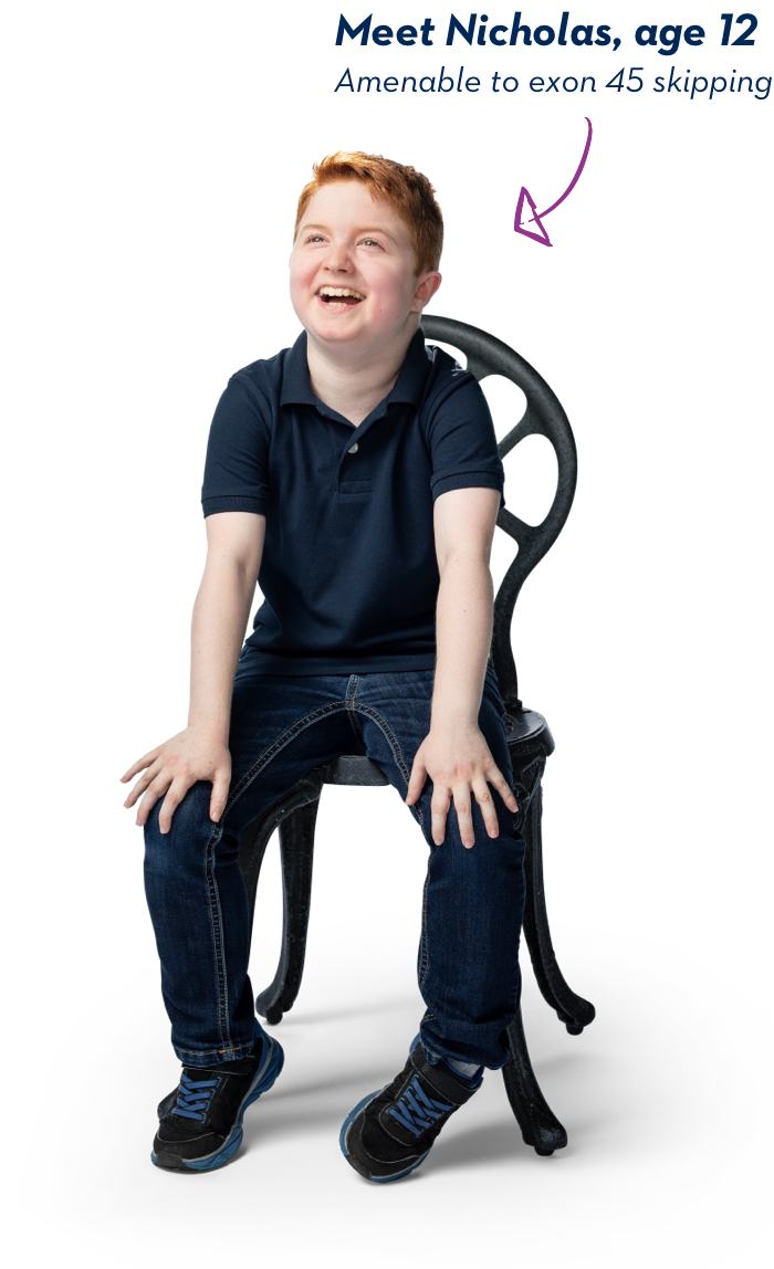 Meet Nicholas, age 12. amenable to exon 45 skipping
