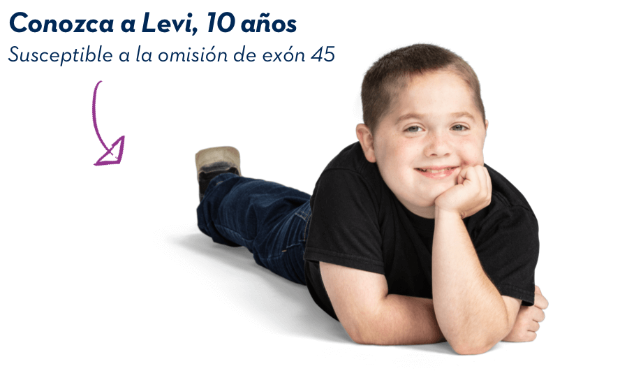 Meet Levi, age 10. Amenable to exon 45 skipping